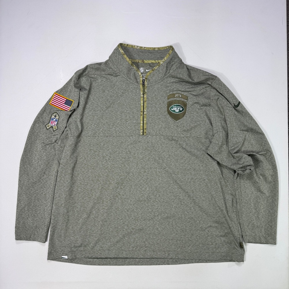 Nike New York Jets Salute to Service Quarter Zip Pullover Mens 4XL DQ1397-222